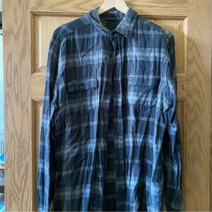 KR3W Men's Dark Plaid Button Down Shirt